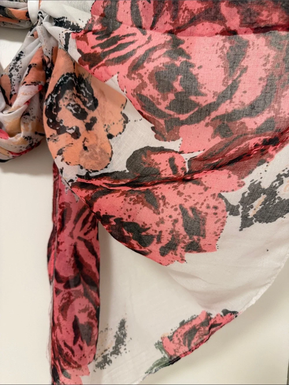 Floral Pattern Silk- Cotton Scarf